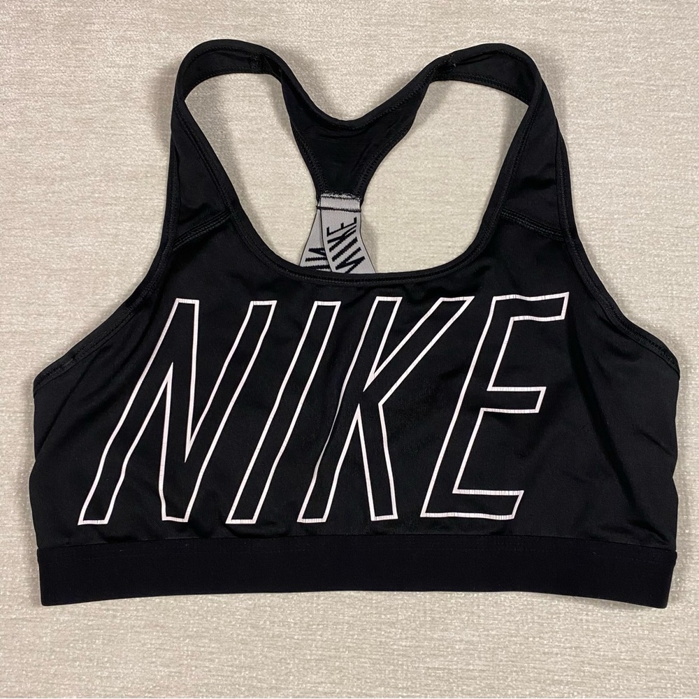 L Nike Dri-fit Classic Unlined Black Racerback Sports Bra Active Top Racer Back